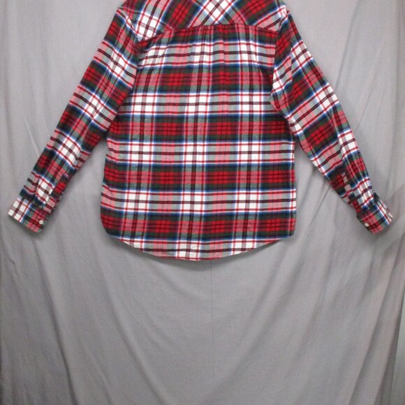 Lands' End Long Sleeve Button Down Plaid Red Women Size | 12 - Picture 8 of 9